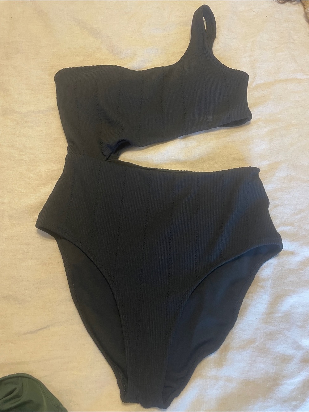 aerie Black Ribbed One-Piece Swimsuit